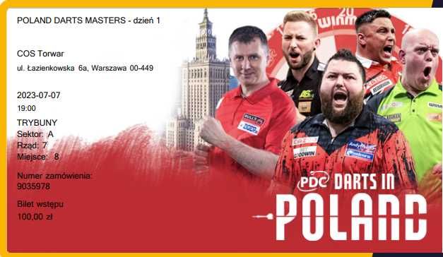 Poland Darts Masters - 3 bilety na dzień 1