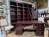 Biuro : biblioteka z drabiną I biurko #1737 Stylowy Węgrów
