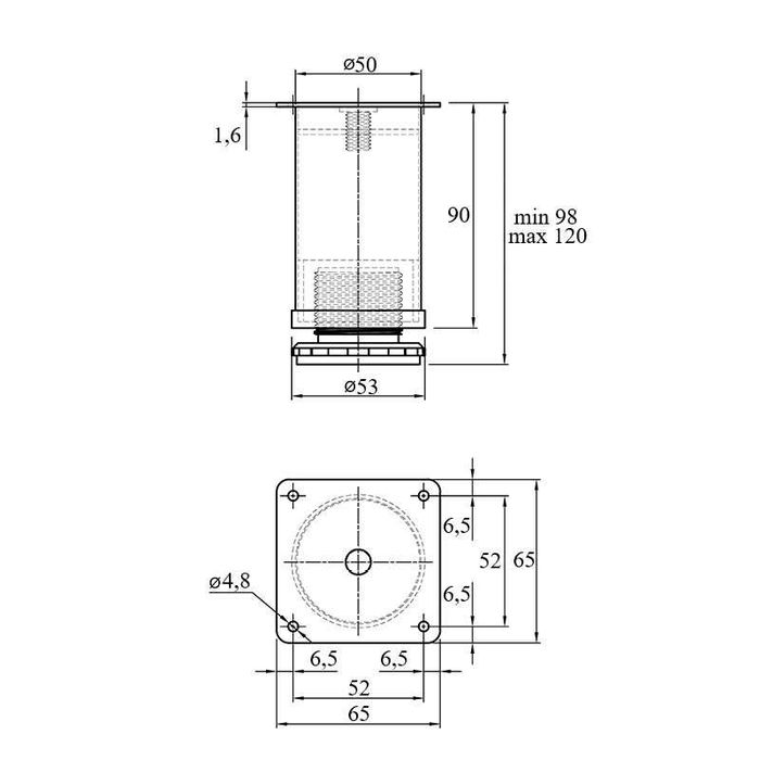 Меблеві ніжки h=100 мм з можливістю регулювання.