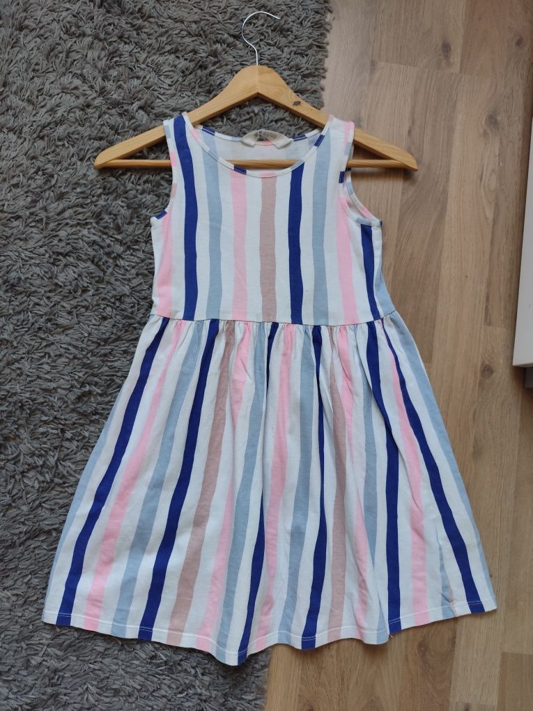 Sukienka dla dziewczynki bez rękawów w paski H&M r. 134/140