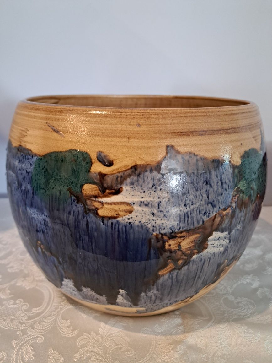 Donica, osłonka ceramiczna ręcznie malowana