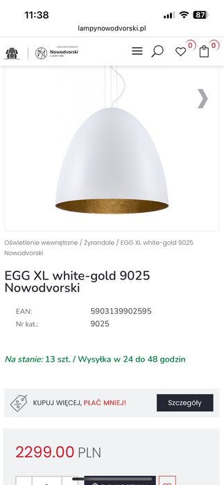 Biała duża nowoczesna lampa