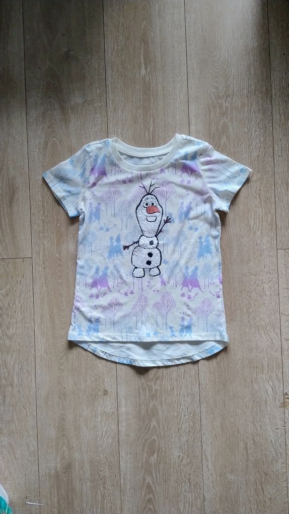 Koszulka Frozen II r. 128 Disney bałwanek Olaf Kraina Lodu dziewczęca