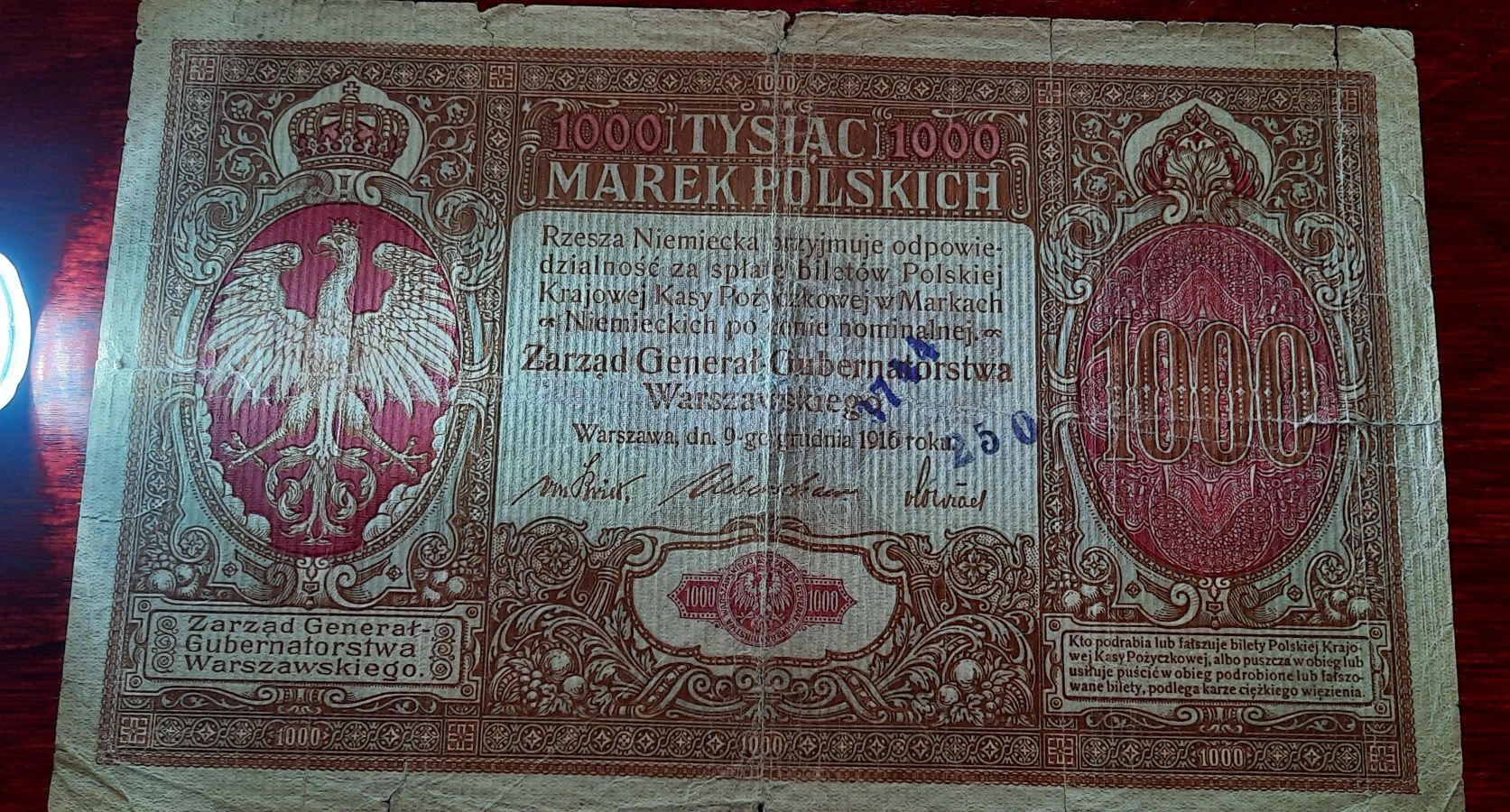 1000 marek polskich 1916r.