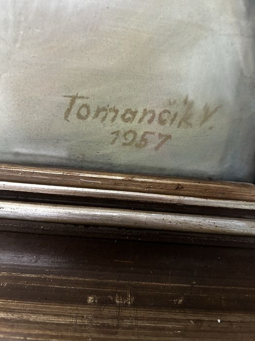 Stary obraz rysunek kwiaty 1957r Tomančik