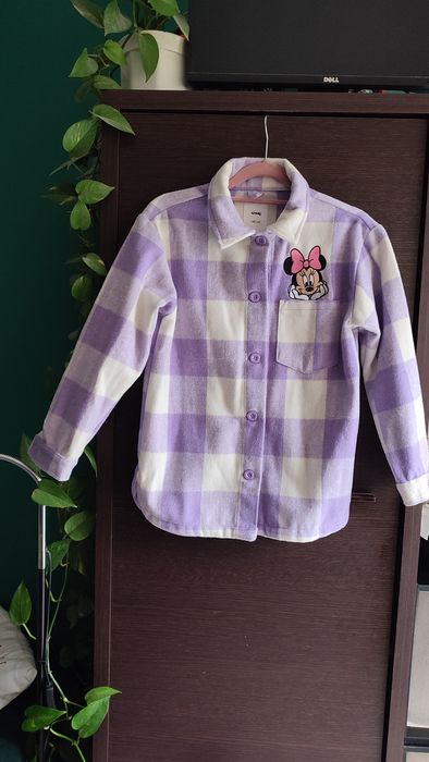 Kurtka koszulowa w kratę dziewczęca 140 Myszka Minnie