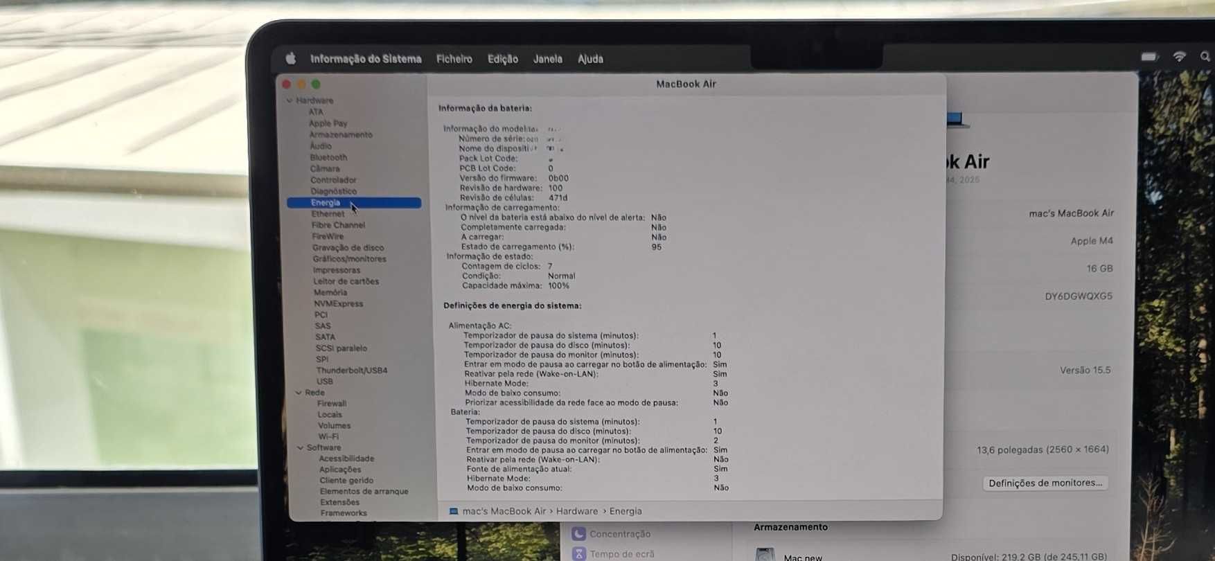 MacBook Air "13" M4 - 16 GB RAM |256GB SSD Azukl e Cinza