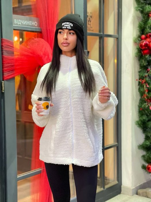 Тепла жіноча кофта Teddy oversize, бомбер тедди