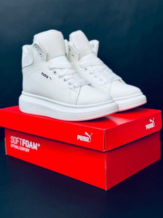 Женские зимние кроссовки puma белые натуральная кожа цена за пару