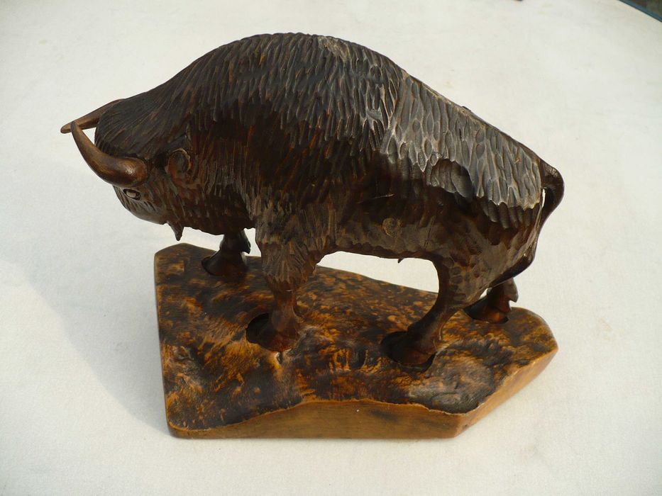 Drewniany Bizon / Żubr, 22 x 20 x 10 cm, Wyprzedaż Kolekcji, Okazja !!