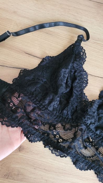 Nowy biustonosz M stanik do karmienia mama koronka sexy czarny ciążowy