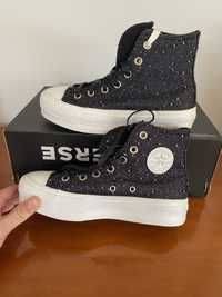 Tenis bota all star preto brilhantes plataforma converse NOVOS