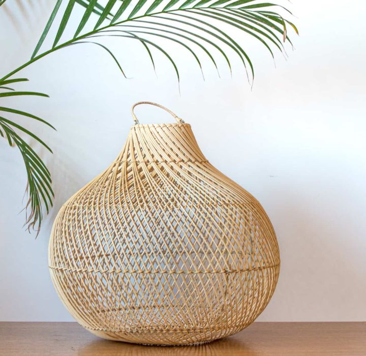Rattanowy Abażur Lampa Boho Nowa Bali Klosz Scandi Hand Made