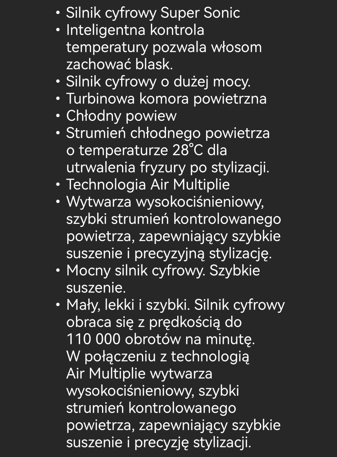 Cyfrowa suszarka do wlosow Super Sonic tunelowa