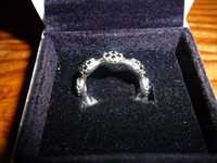 Pandora original anel em prata pavê preto
