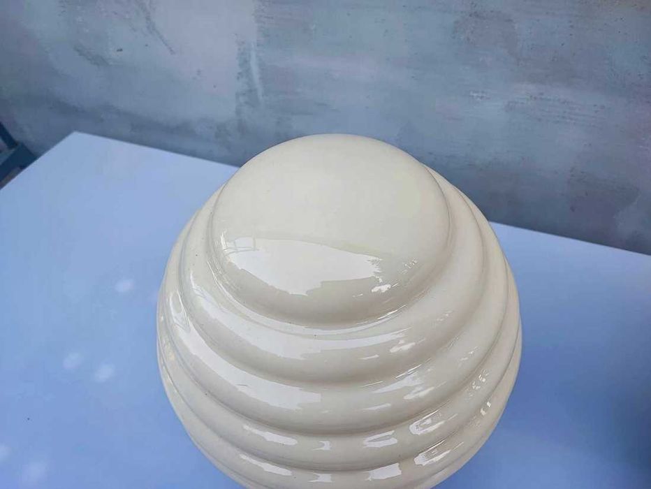 Art deco klosz kula miodowa,duża,śr.montaż.11,7 cm.