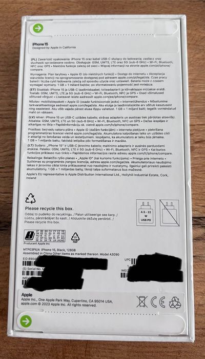 IPhone 15 128GB Black - NOWY