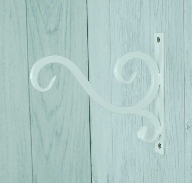 Wieszak Hak Uchwyt metalowy kuty na doniczkę - Biały RAL 9002 (W40)