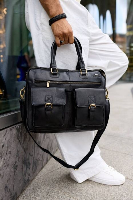 męska torba na laptopa ze skóry naturalnej - peterson
