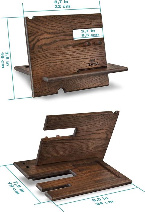 ORGANIZER biurko DREWNIANY stacja DOKUJĄCA STOJAK na telefon, prezent