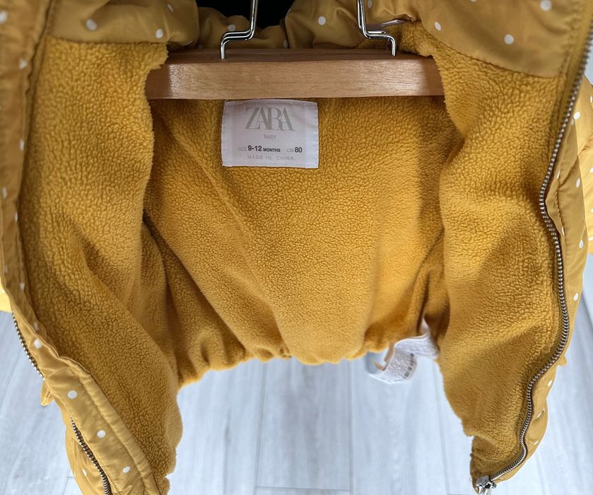 Kurtka zimowa ZARA 9-12 msc 80 cm dla dziewczynki / z futerkiem żółta