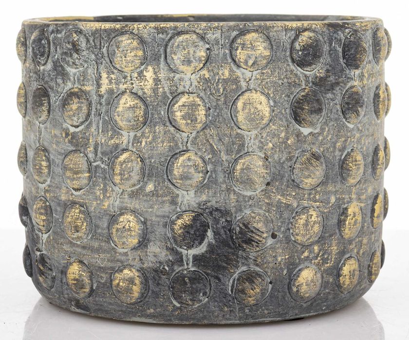 Osłonka doniczka donica na kwiatka szaro złota 11x15 cm ozdobna