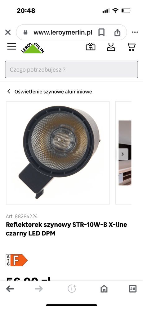 Reflektor szynowy STR-10W-B X-line czarny led DPM