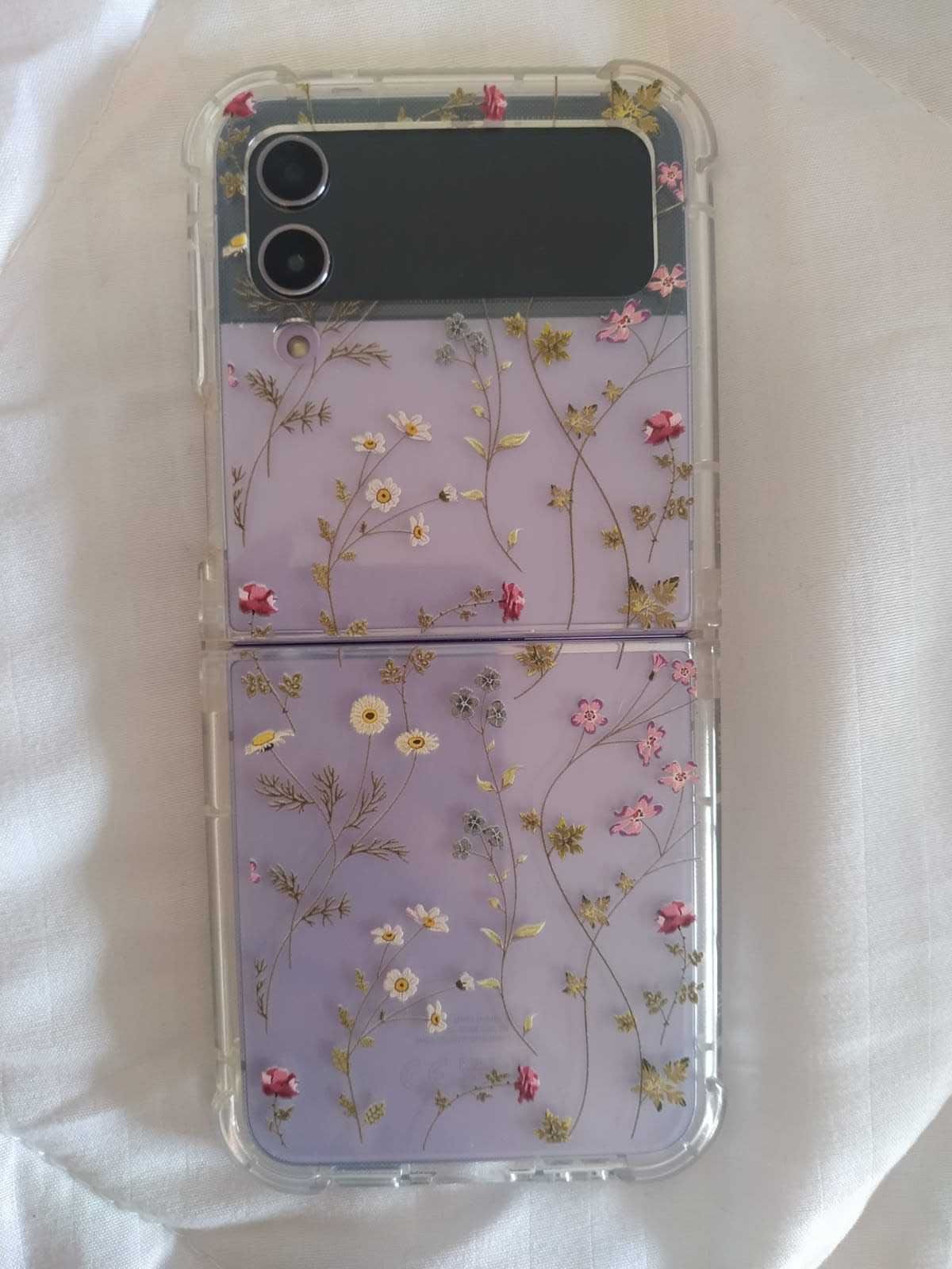Capa Telemovel Transparente com Flores para Samsung Galaxy Z Flip 4