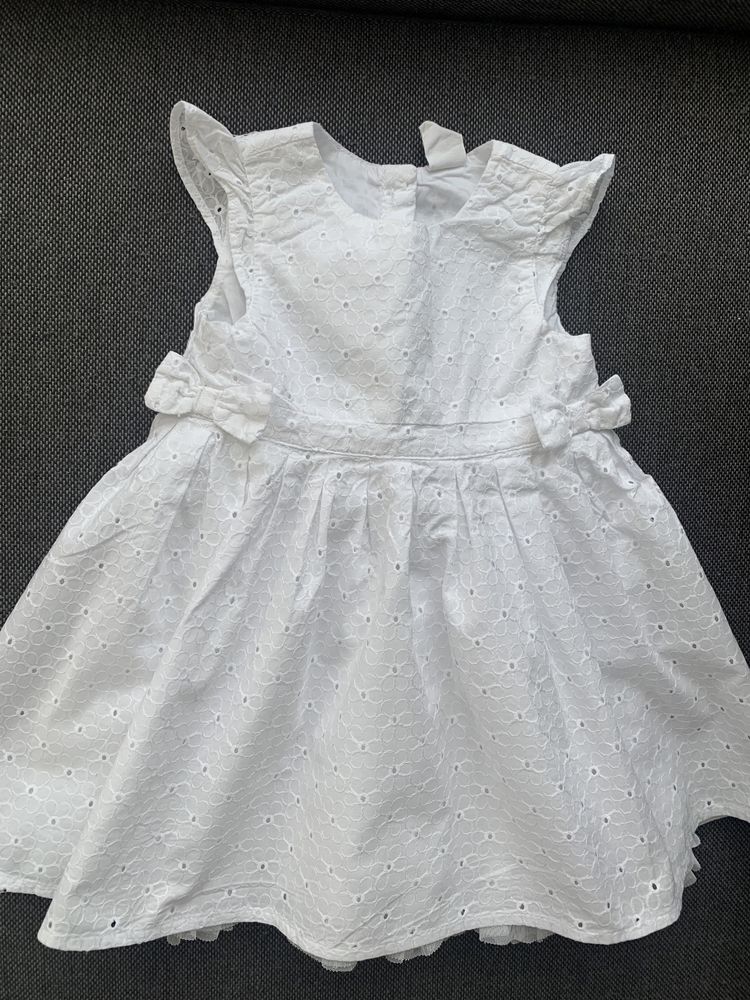 Biała sukienka koronka h&m 74 chrzest roczek