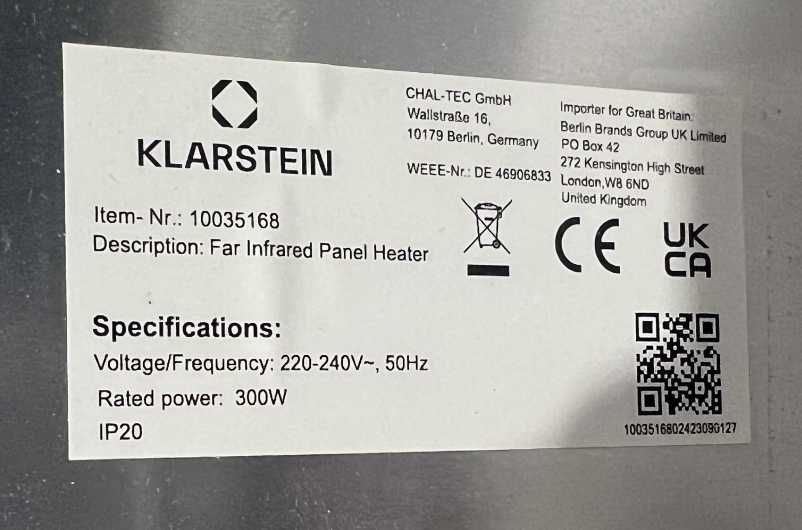 Инфракрасный обогреватель  KLARSTEIN Wonderwall Air Infinite 300