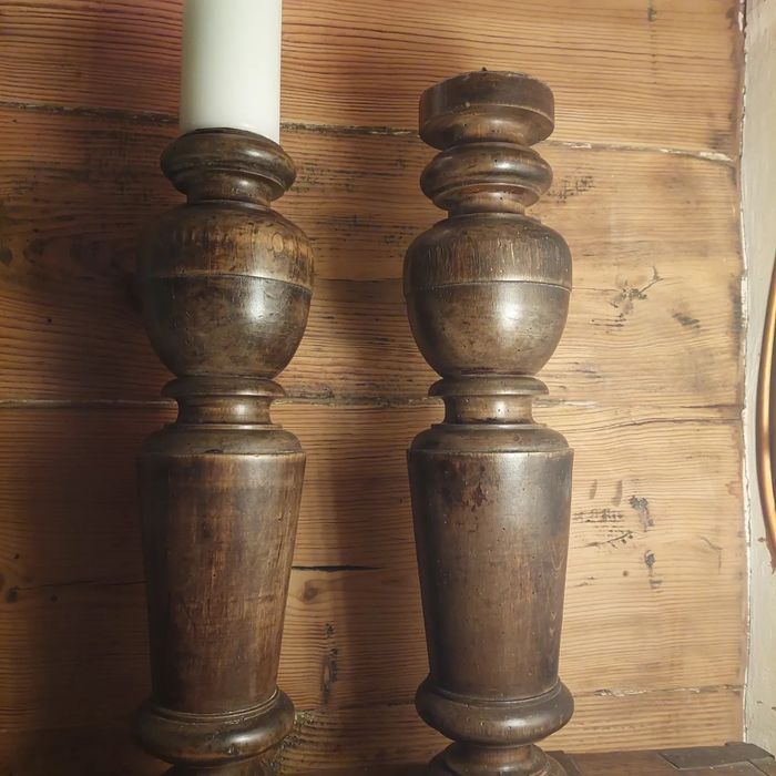 Świecznik, drewniany, vintage