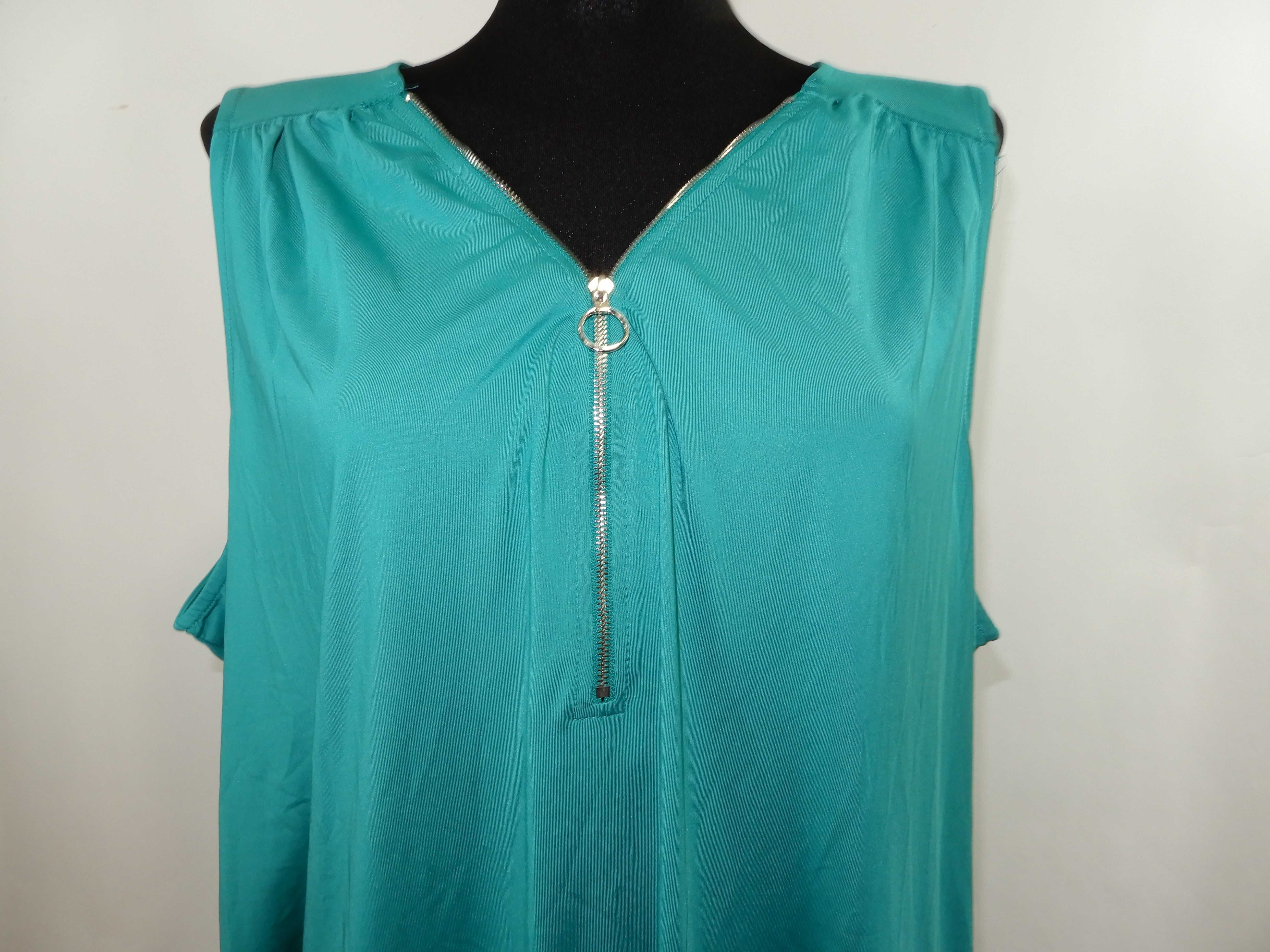 Bluzka krótki rękaw elegancka zielona zamek Cellbes 54 56 7XL 8XL