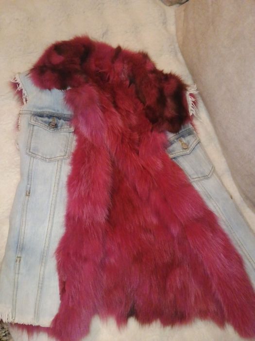 Жилетка жіноча джинс+песець.