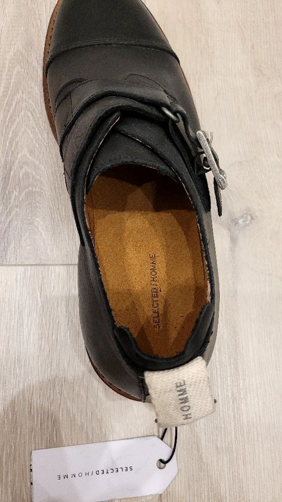 Buty męskie Selected HOMME Travis Monki 42 skóra czarne klamra Święta