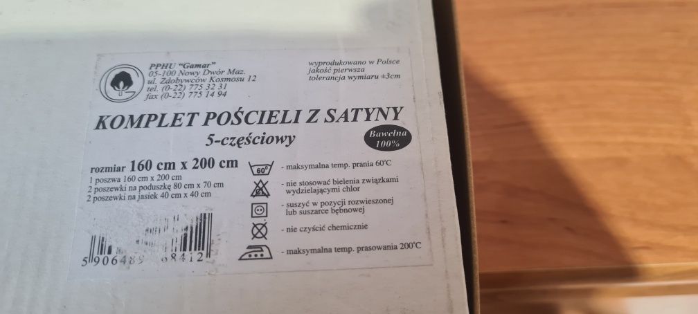 Posciel satynowa komplet polskiej firmy Gamar 160x200 Satyna