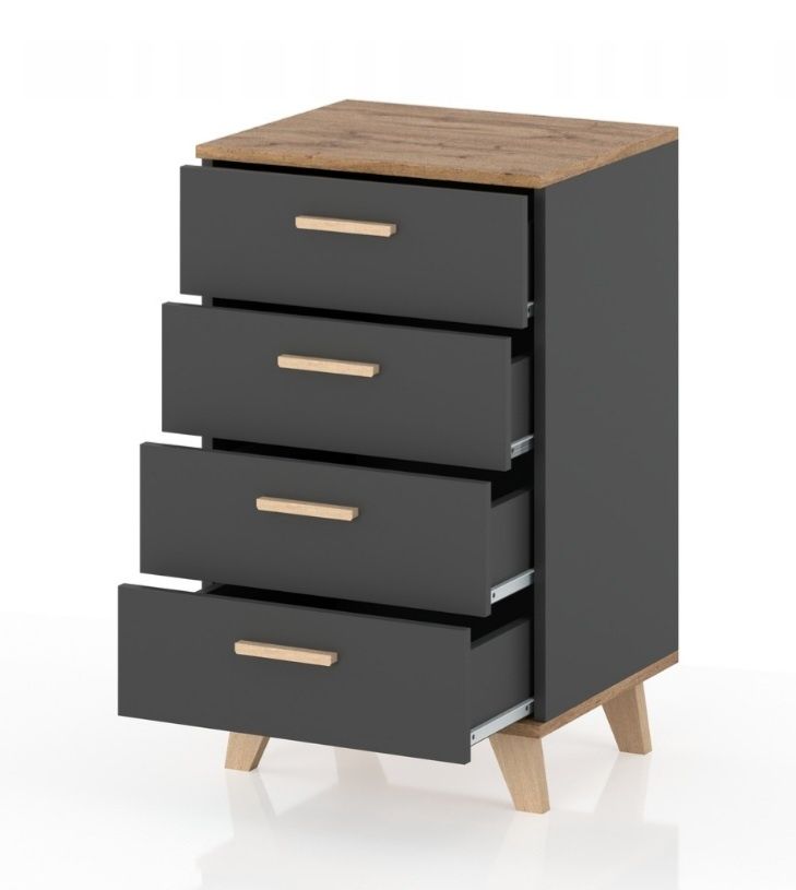 Komoda styl Scandi 55x45x95 antracyt/wotan