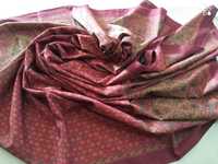 Olbrzymia chusta 132 cm boho ornamenty bordo rudy