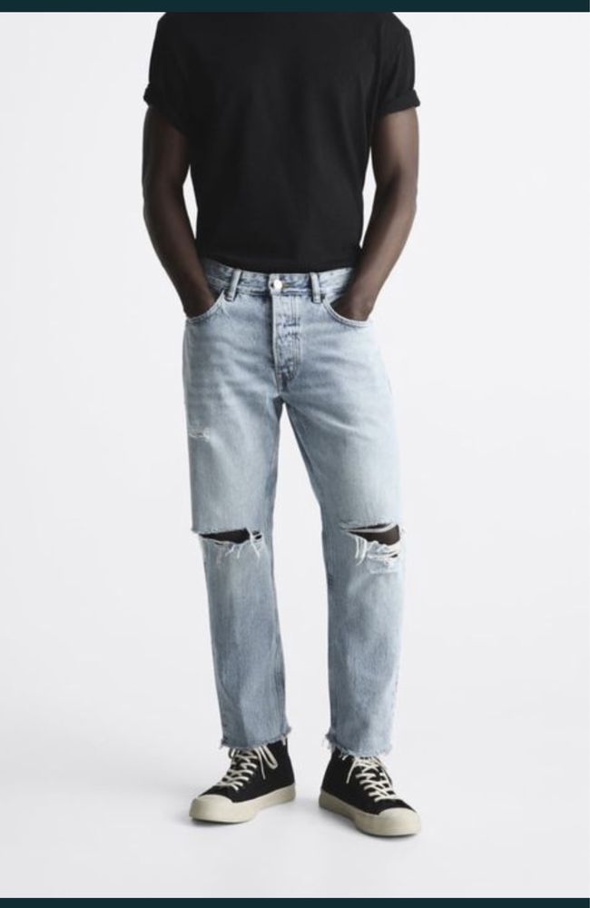 Стильні світло-голубі чоловічі джинси zara 40 розмір
