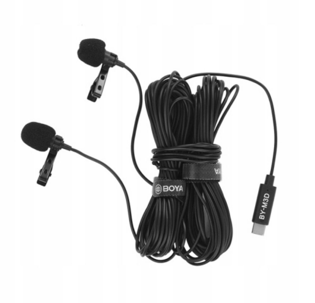 Boya BY-M3D - mikrofon krawatowy ze złączem USB-C , dwa miktorony