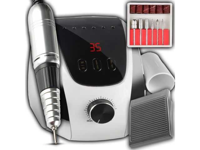 Frezarka Do Paznokci Manicure Pedicure Hybrydy 65w Lcd + Frezy