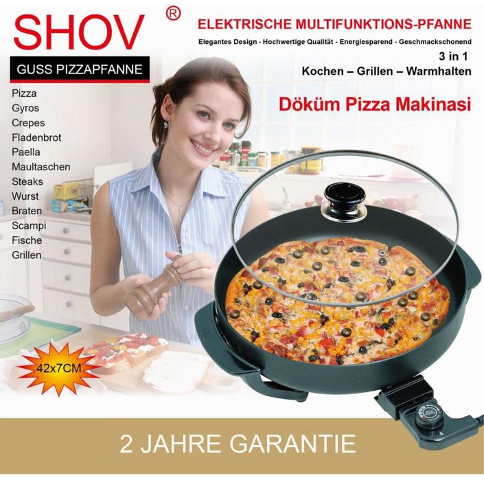 Wielofunkcyjna patelnia do pizzy, elektroniczna patelnia żeliwna,