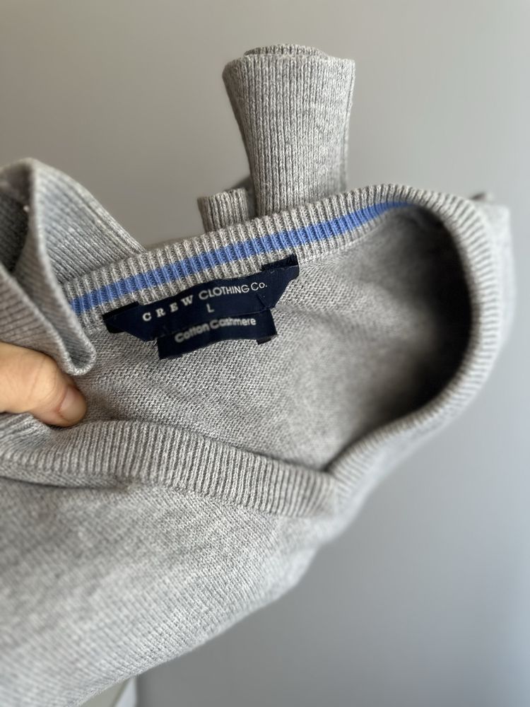 Sweter Crew Clothing Company męski szary kaszmir bawełna L klasyka