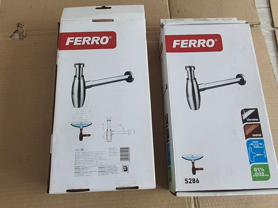 Nowy Ferro OVAL syfon umywalkowy mosiężny G5/4 chrom (S286)