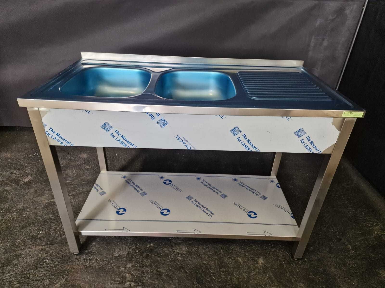 Bancada Aço Inox Nova com Lava Loiça Duplo 120x60