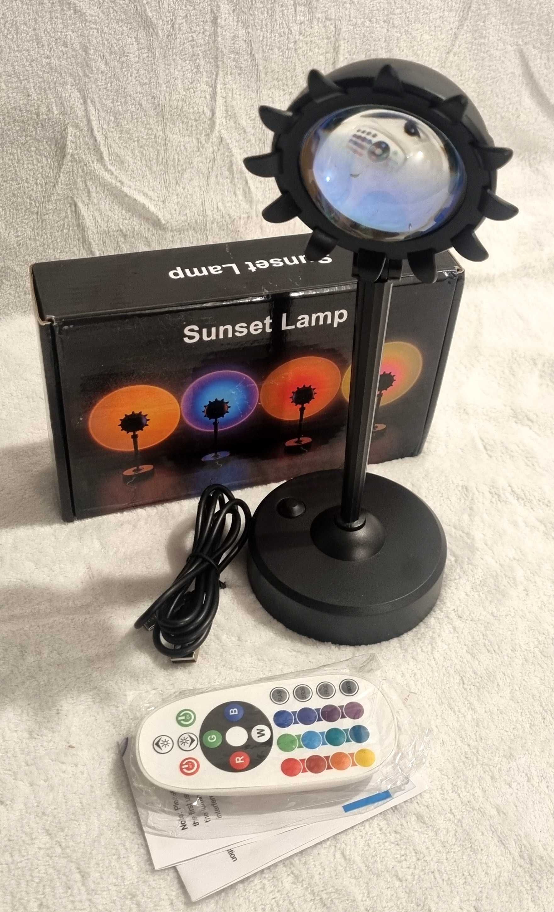 Lampka USB LED zachód słońca RGB 16 kolorów projektor pilot