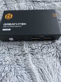 GREATHTEK Przełącznik KVM HDMI USB 2 port 4K 2 PC