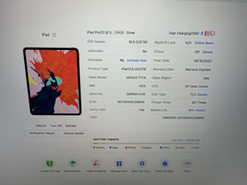 iPad Pro 12.9 5Gen M1 A2378 icloud lock заблокований