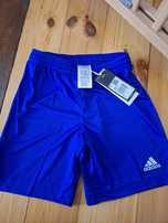 Nowe adidas spodnie krótkie spodenki niebieskie 140