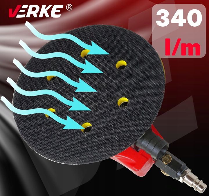 Szlifierka Oscylacyjna Pneumatyczna Mimośrodowa Drewna Metalu 150mm 2,