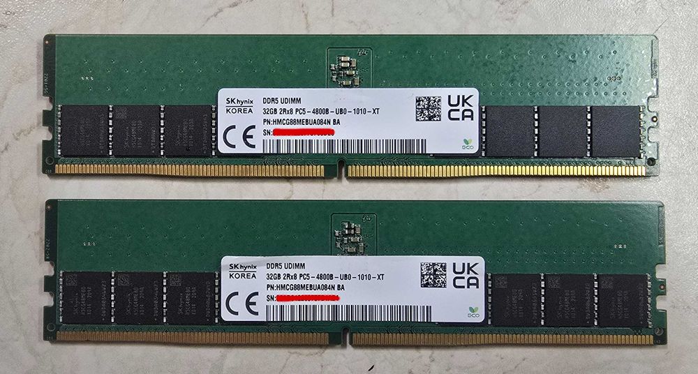 Pamięć RAM SK Hynix DDR5 64GB (2x32GB) 2Rx8 PC5 4800B Sprawne
